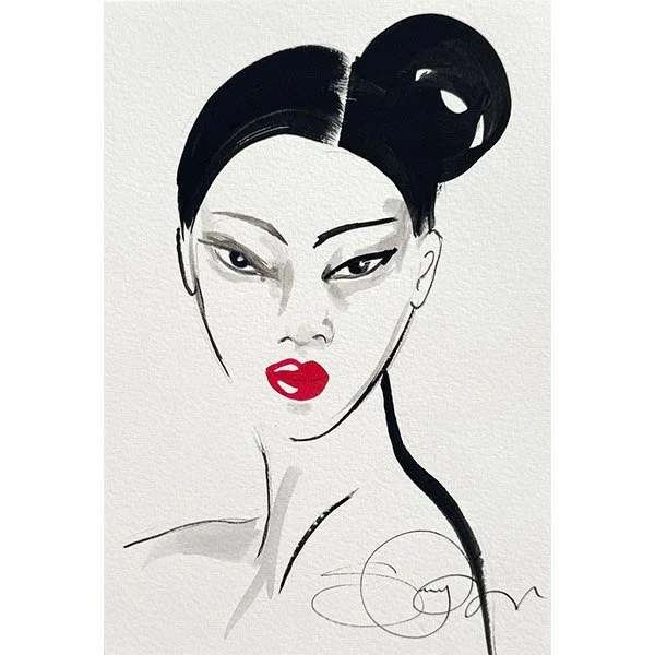  Medium :Unique sketch created with Japanese ink, gouache paint, coloured pencils, felt tip, pencil on Paper 
 Dimensions : Approx. 14.8cm x 21cm