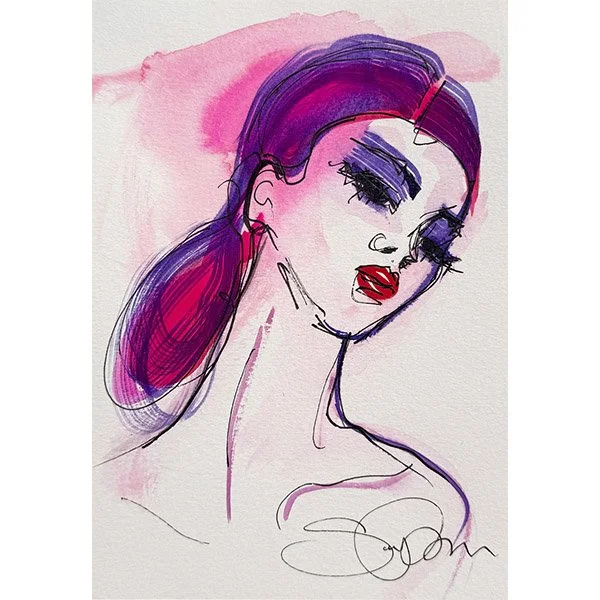  Medium :Unique sketch created with Japanese ink, gouache paint, coloured pencils, felt tip, pencil on Paper 
 Dimensions : Approx. 14.8cm x 21cm