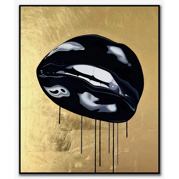  Medium : Oil on wood panel with 24 carat gold leaf  Framed ; Yes, black ink stained wood  Framed dimensions : 51cm x 61cm x 5cm