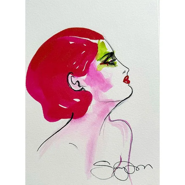  Medium :Unique sketch created with Japanese ink, gouache paint, coloured pencils, felt tip, pencil on Paper 
 Dimensions : Approx. 14.8cm x 21cm