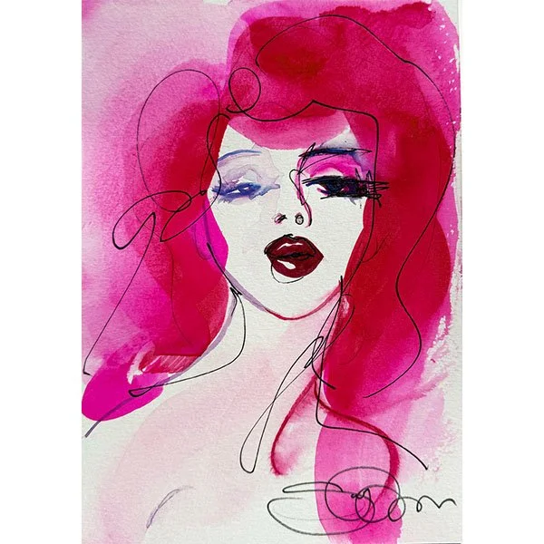  Medium :Unique sketch created with Japanese ink, gouache paint, coloured pencils, felt tip, pencil on Paper 
 Dimensions : Approx. 14.8cm x 21cm