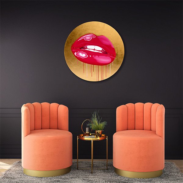  Medium:  Oil on gesso covered circular wood panel with 24 carat gold leaf  Size:  70 cm diameter