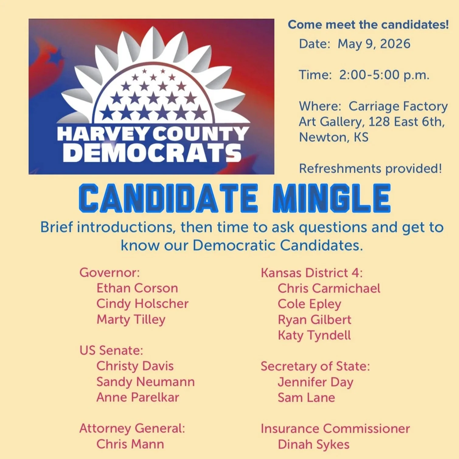 Candidate Mingle in Newton, 5/9