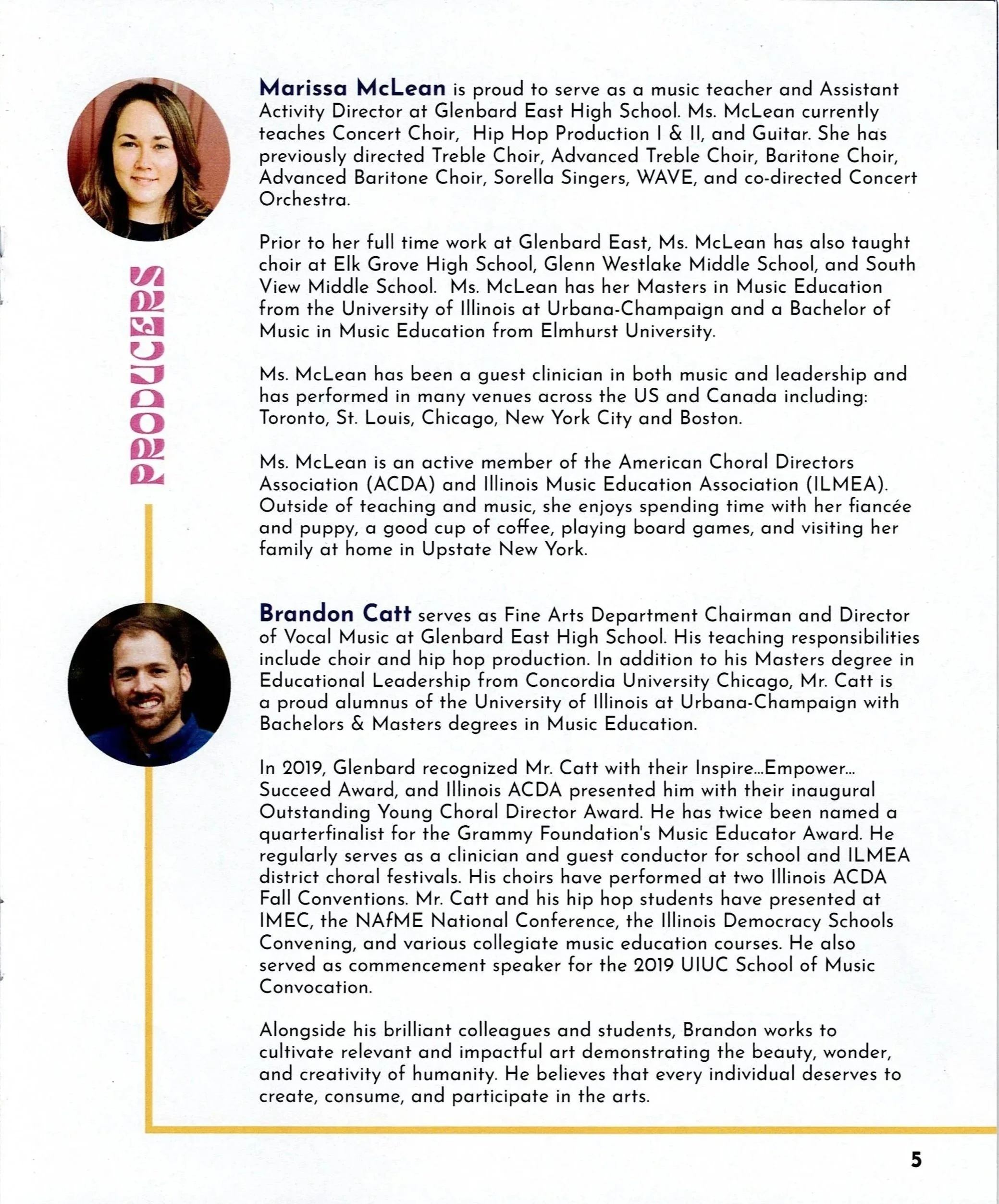 Glenbard East Music Faculty Bios 