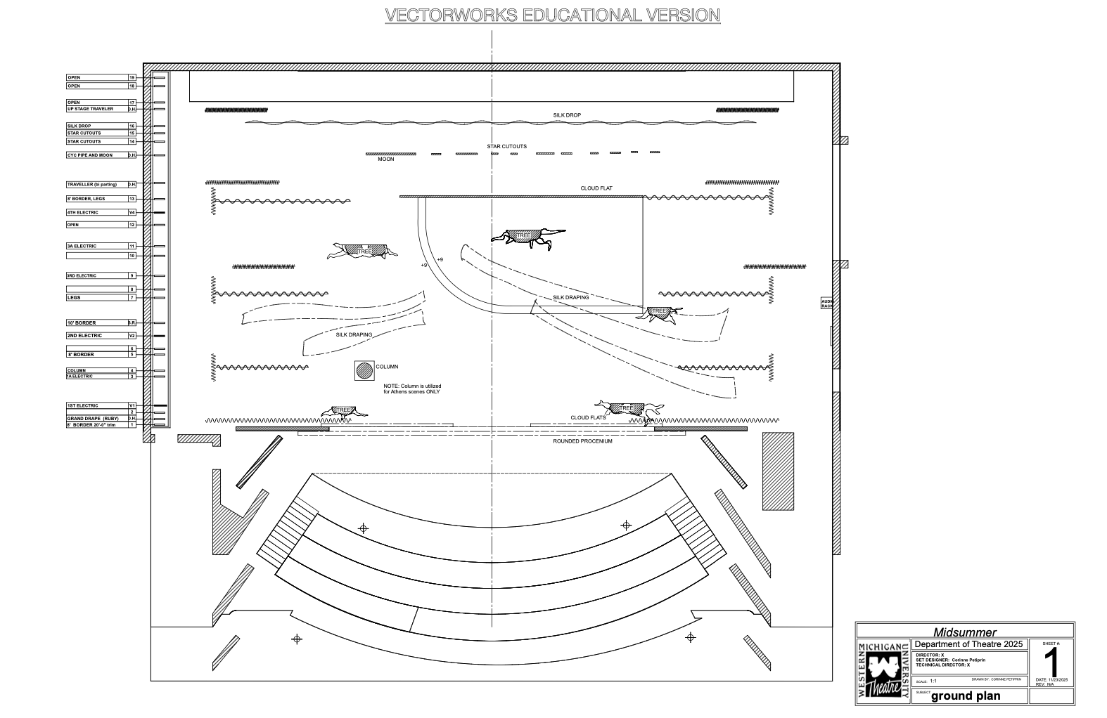 Ground Plan for A Midsummer Night's Dream. Created In Vectorworks
