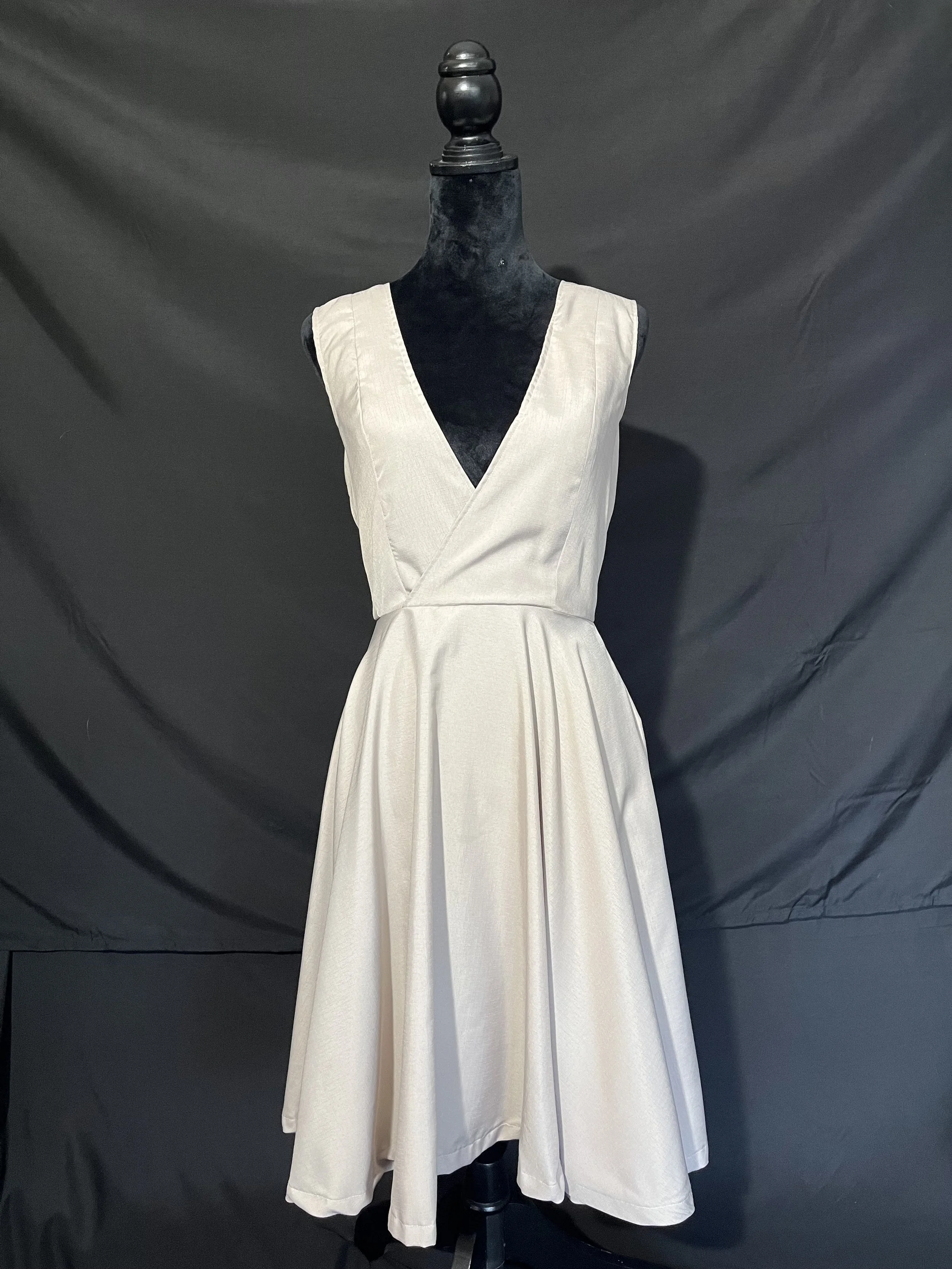 Pinafore made from Mood's "The Gambit Pinafore Dress" with half circle skirt.
