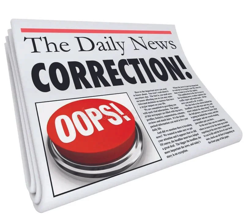 CORRECTION &amp; CLARIFICATION