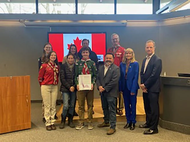 Uxbridge scout honoured at council meeting