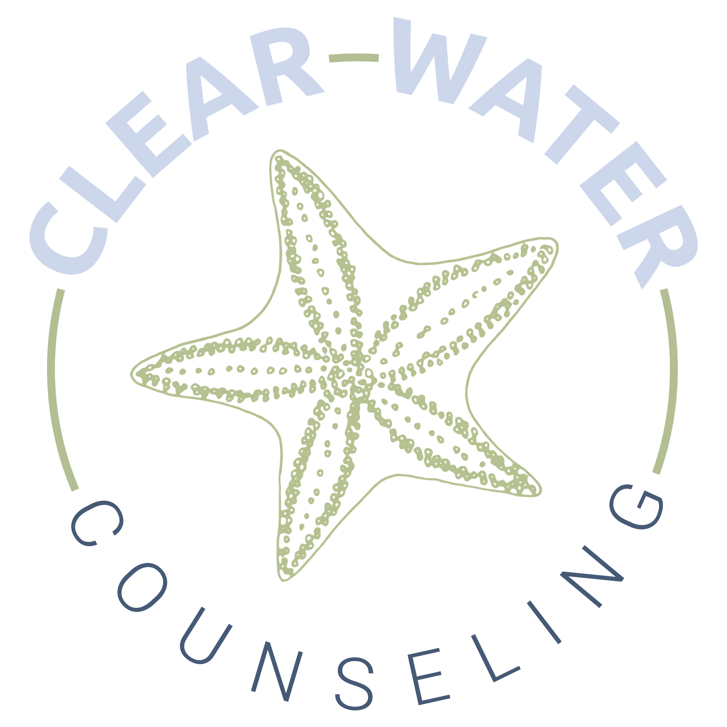 Logo with a green outline of a starfish and circular text around it.