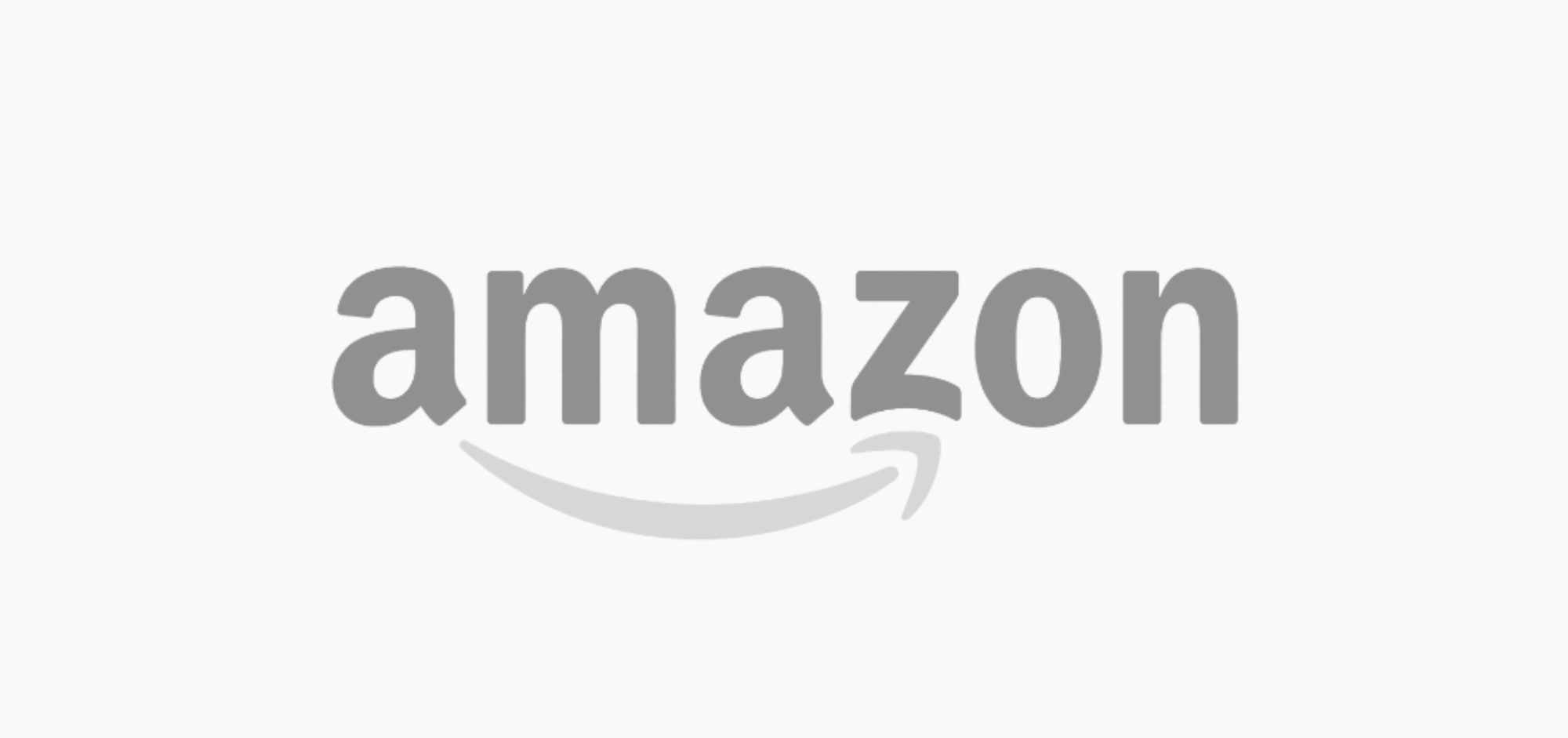 The Amazon logo in gray with a curved arrow underneath.