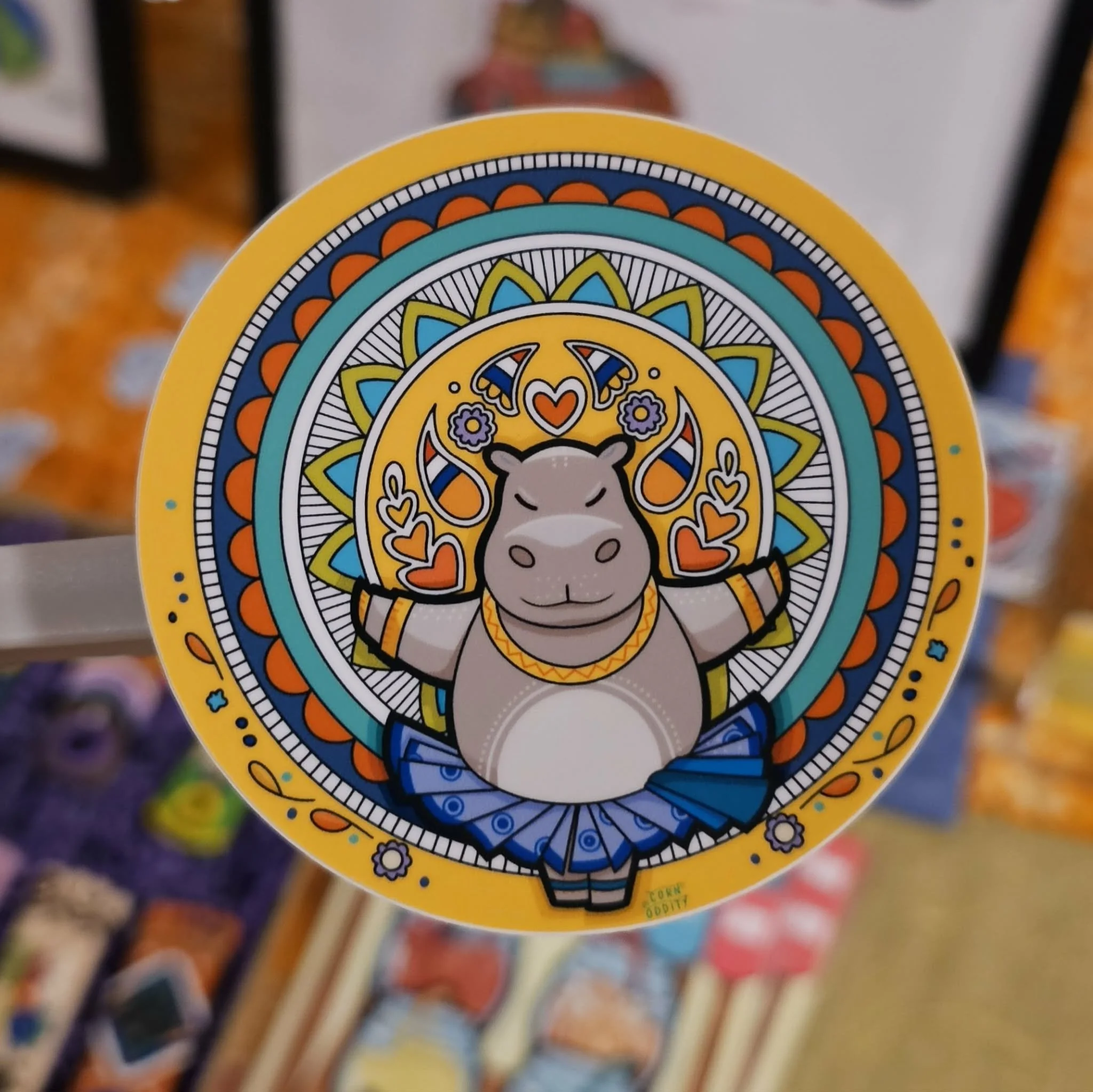 Hippo Ballerina Mandala Sticker 3” | Cute Animal Vinyl Sticker