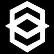 Black and white geometric logo with a hexagon shape and layered lines