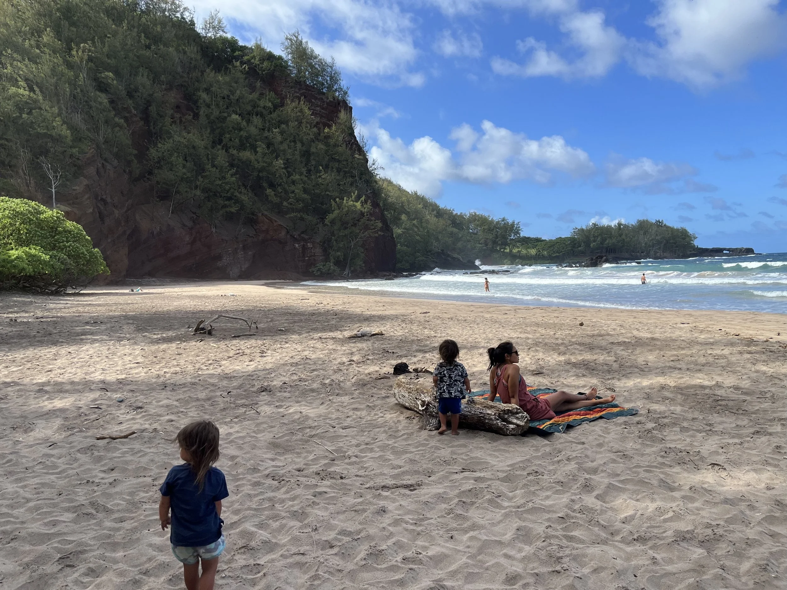 Jordan Bonifas's kids playing on a beach in Hawaii