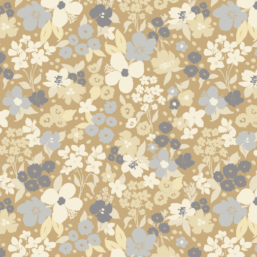 All Over Floral In Yellows Blues Creams Soft Yellows Neutrals Nature Inspired .png