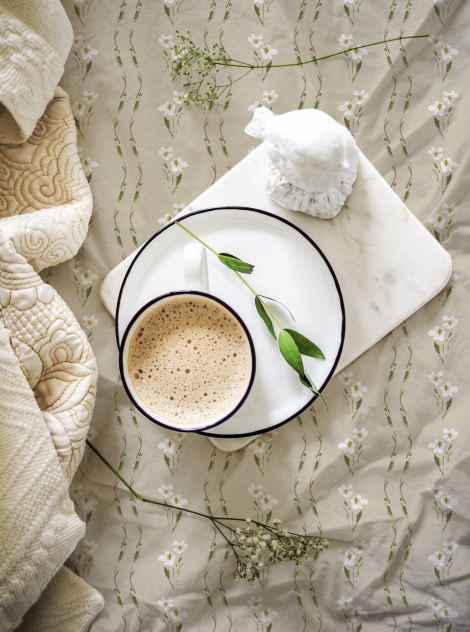 Cottage Lace bedding with watercolor floral stripe in soft muted greens and offwhites with soft butter yellow repeat pattern by Michele Anne Design.png