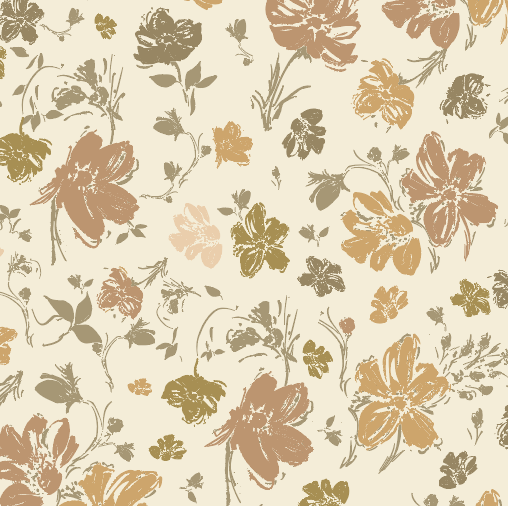 Textured Painterly Florals and Botanicals Repeat Pattern in Blue Cream Peach Green.png