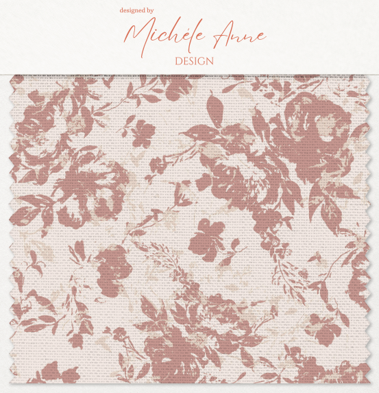 Fabric Swatch of Vintage Abstract Roses and Botanicals in cream soft pinks repeat pattern by Michele Anne Design.png