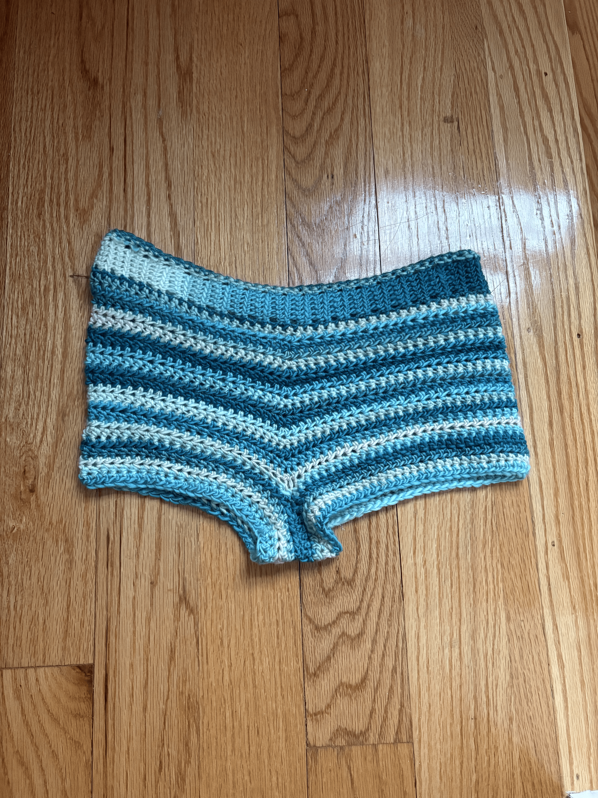 Blue Crochet Mini Shorts