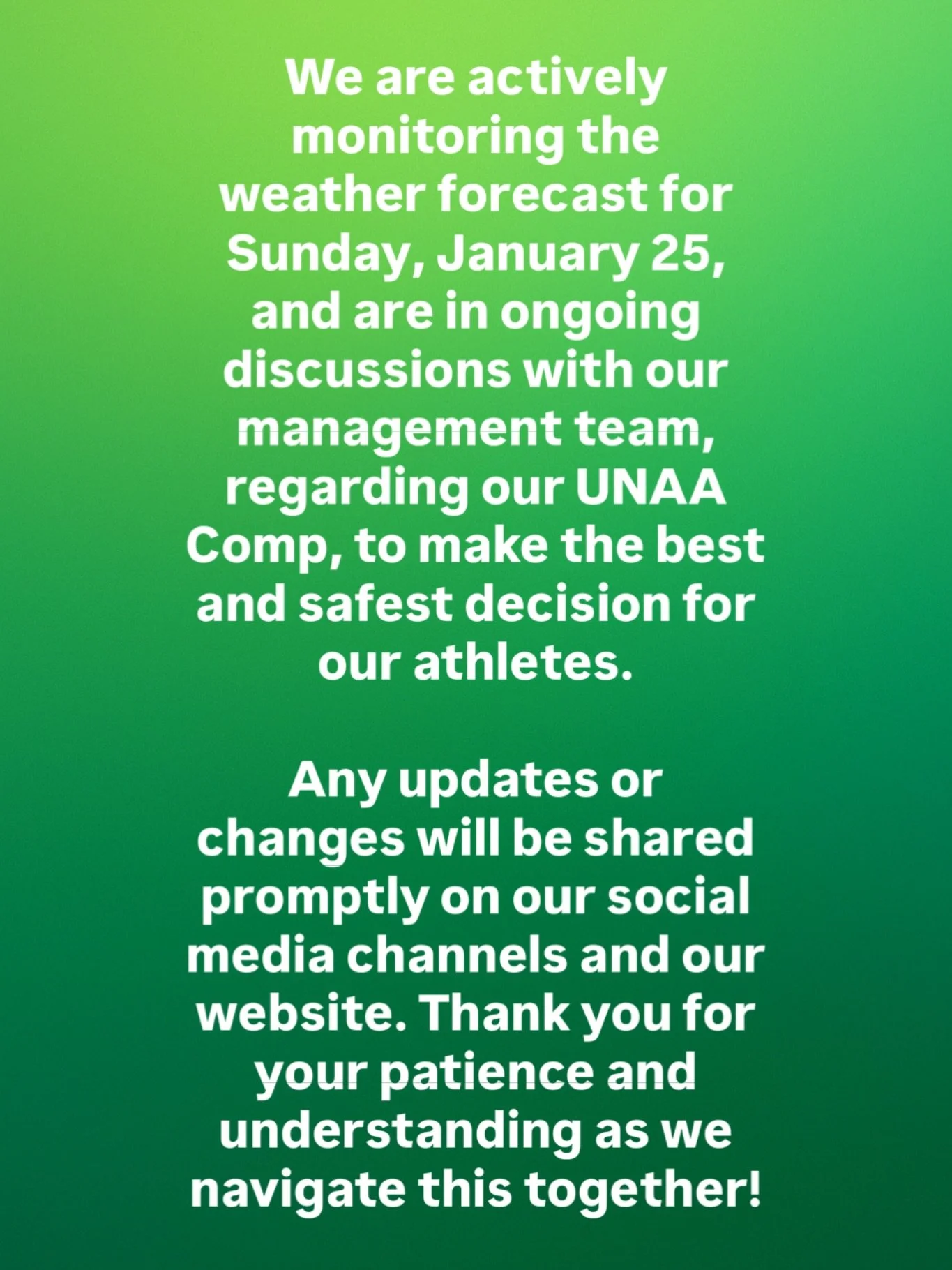 We will post any updates promptly!