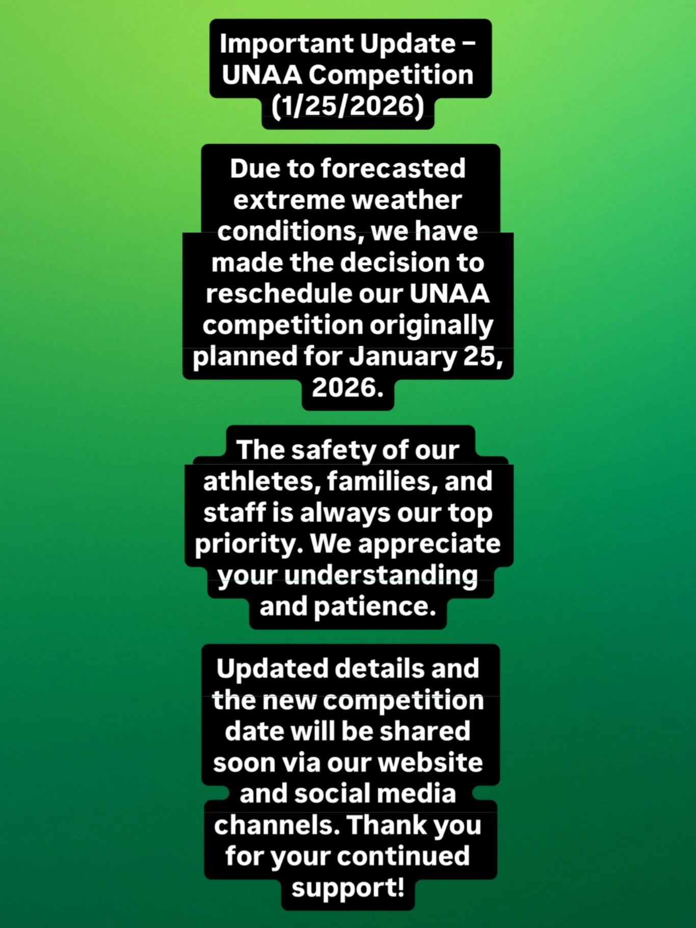 PLEASE STAY TUNED FOR RESCHEDULE DATE!
Feel free to contact us with any questions or concerns: hello@apexninjawarriors.com