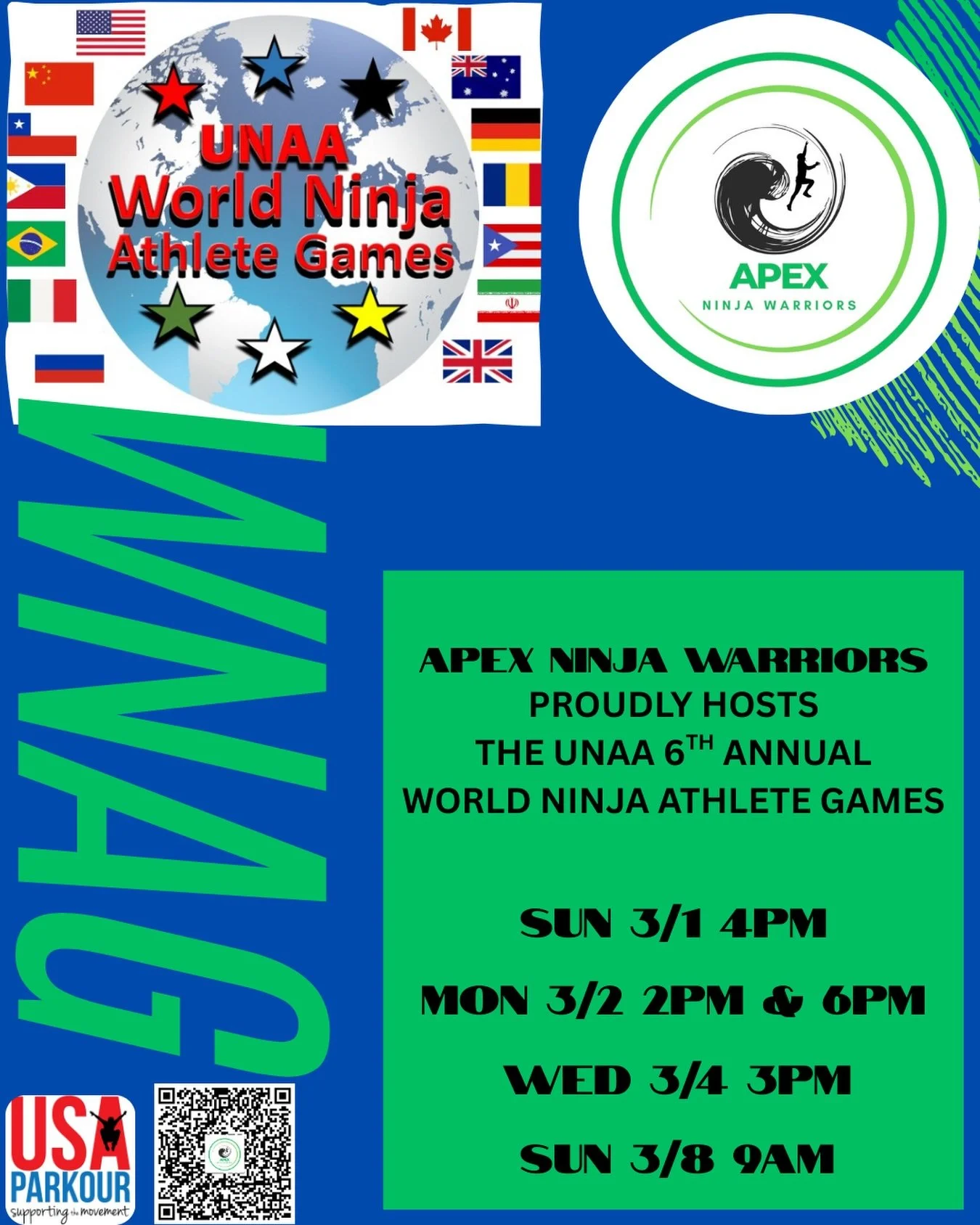 More runs. More chances. More official times. 💥
New opportunities are here to secure your official WNAG run time. Let&rsquo;s go!
Register via NinjaMaster
.
.
.
#wnag #ninjacompetition #apexninjawarriors #ninja #htown