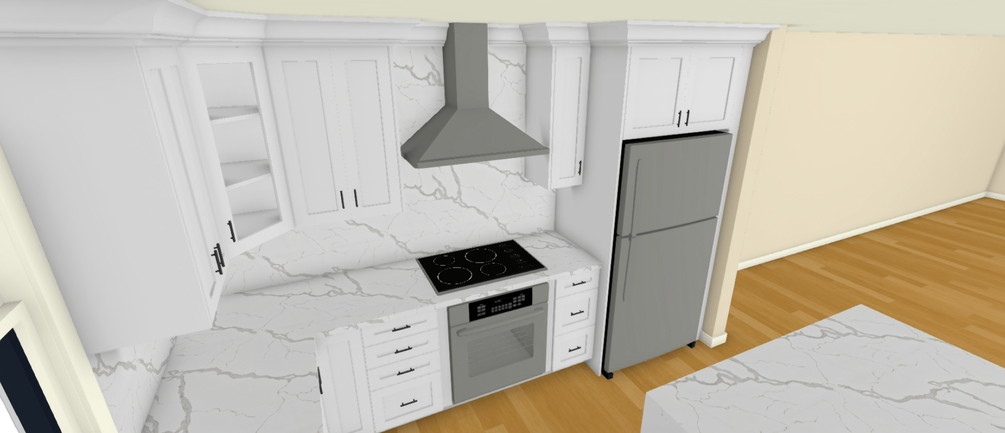 3D layout of kitchen before renovation