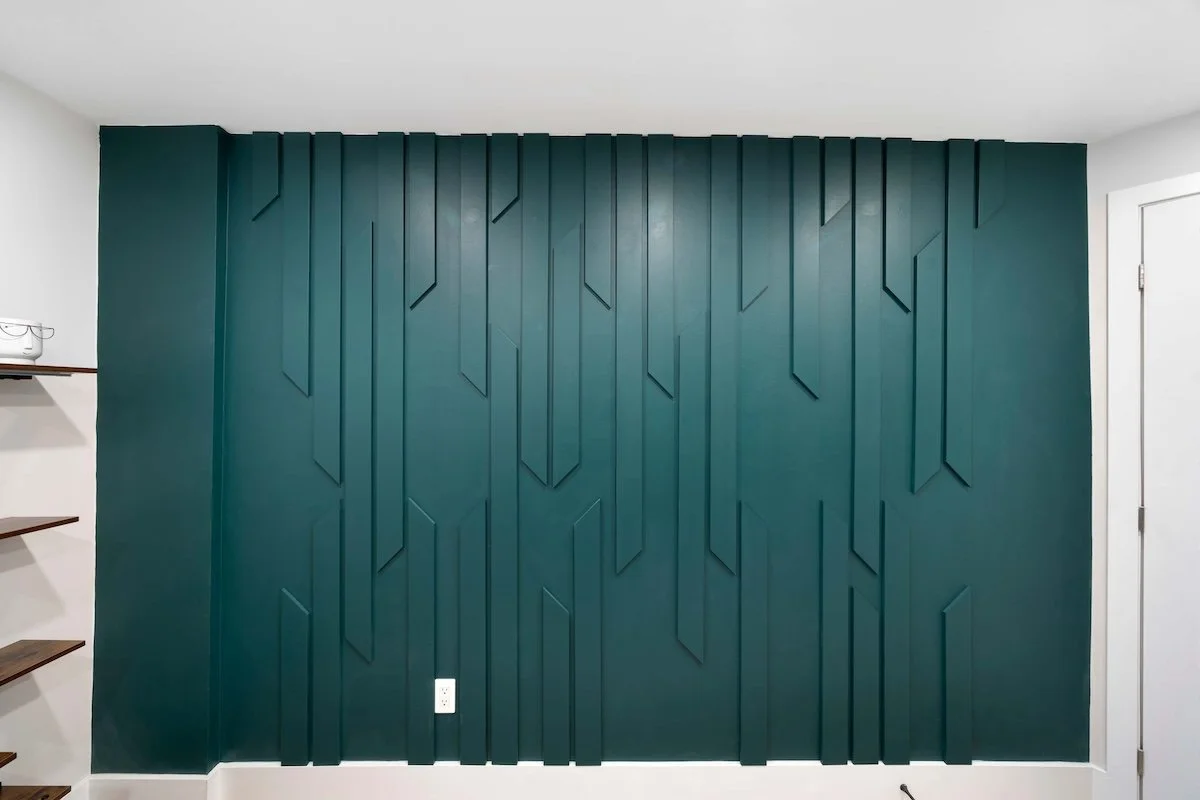 custom wall panel, office millwork detail close up shot