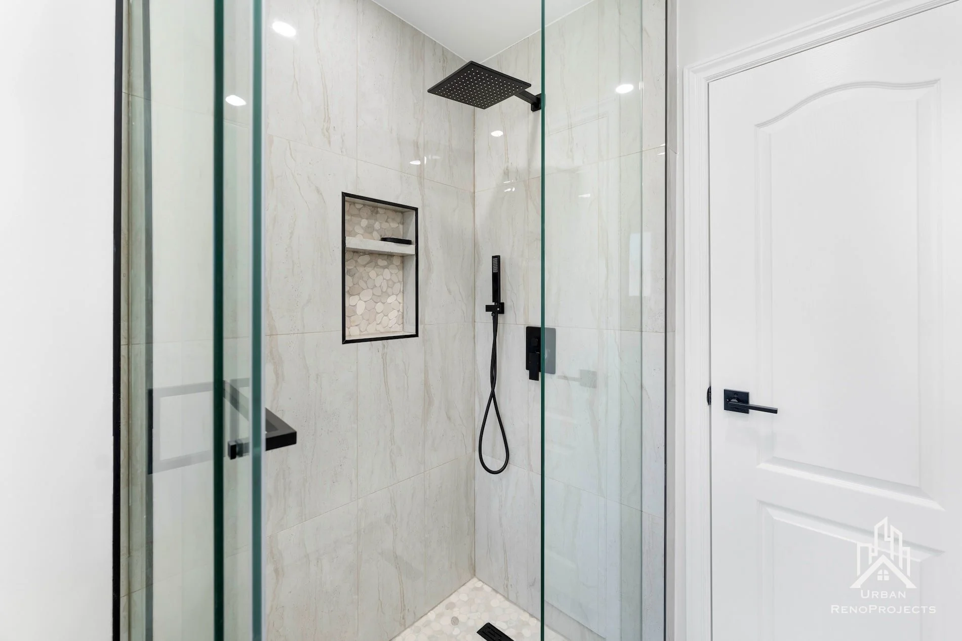 Custom walk-in shower installation in newly renovated Whitby basement bathroom