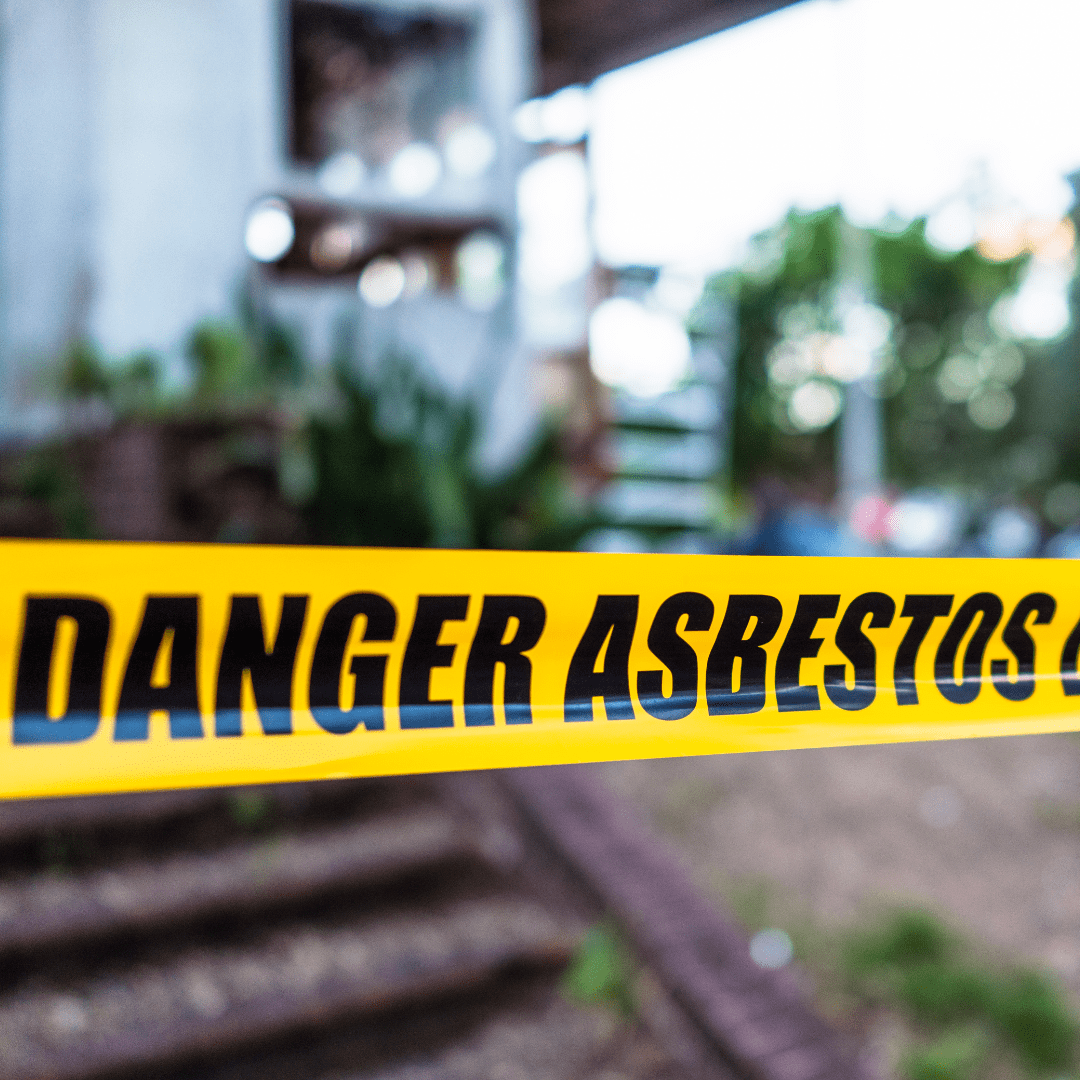 cordon tape warning from asbestos removal site