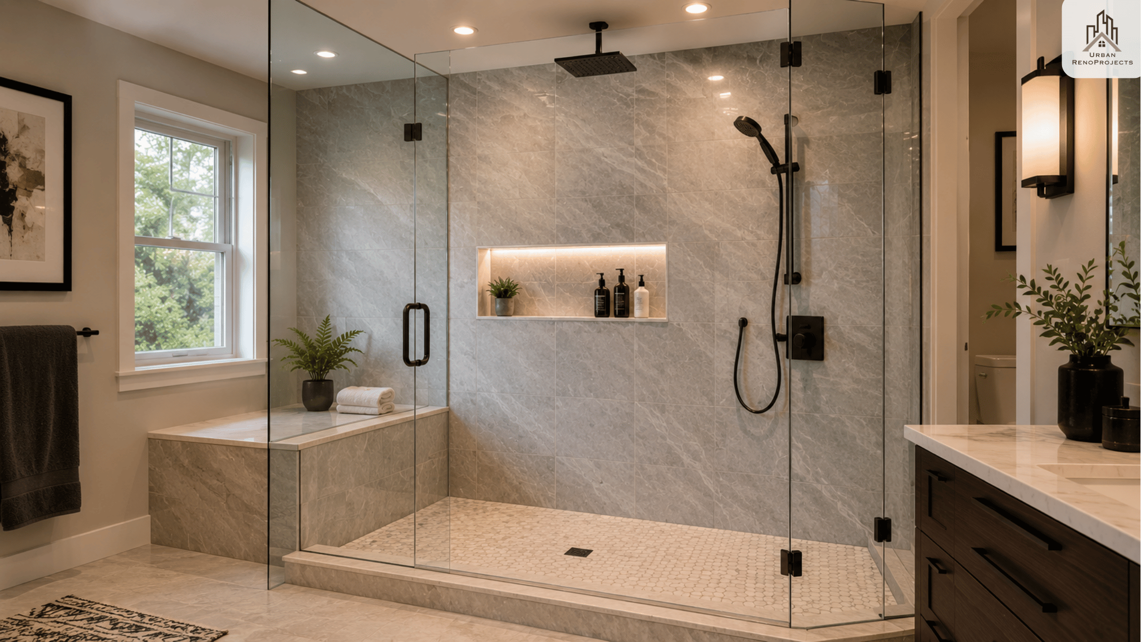 Custom walk-in shower renovation in Whitby Ontario - frameless glass and large format tile.png