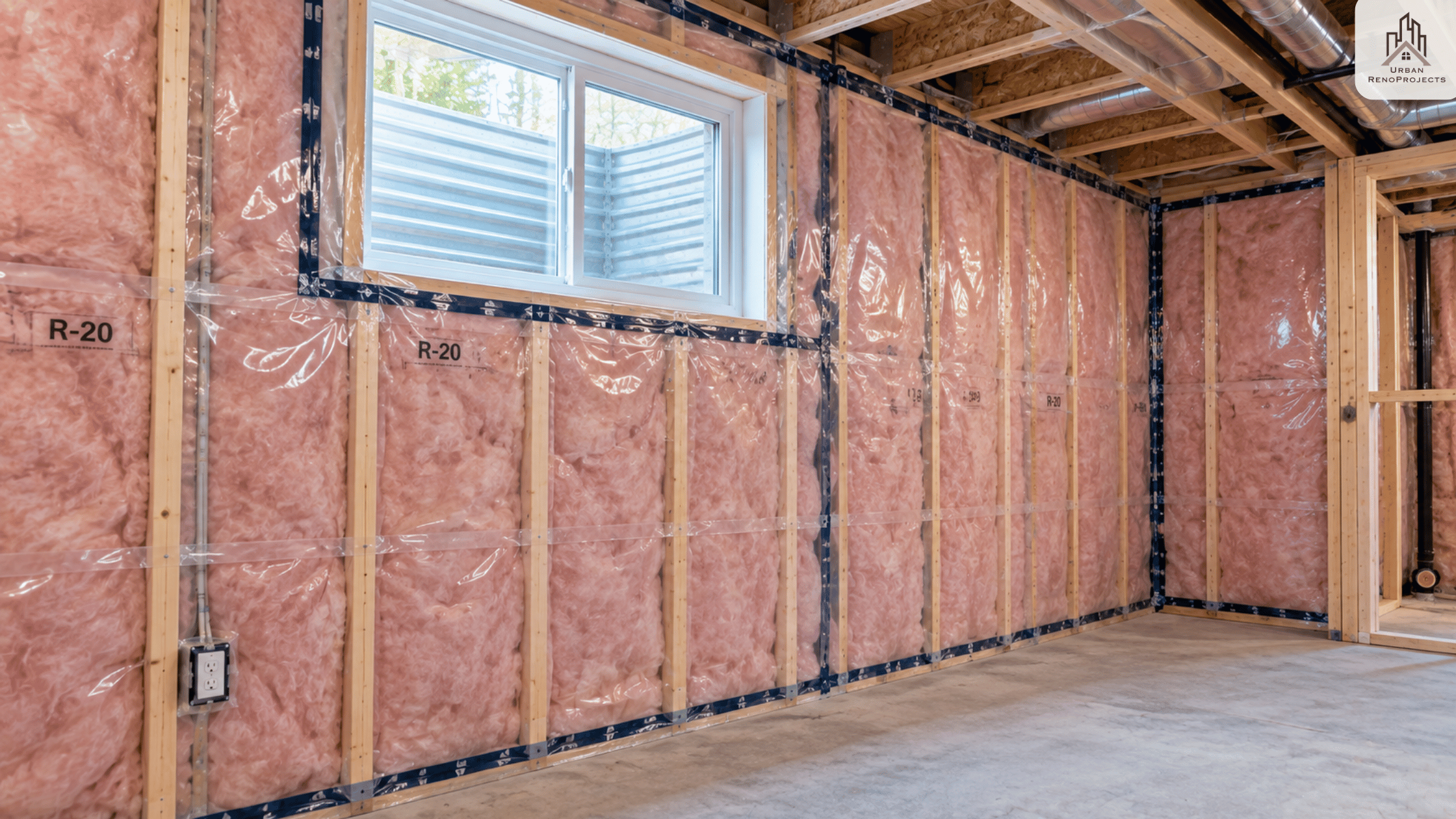 R-20 basement wall insulation and vapour barrier Ontario Building Code compliant Durham Region | Urban Renoprojects
