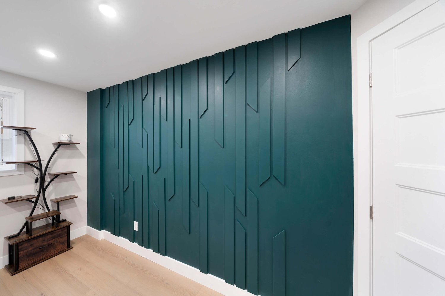 custom wall paneling in basement office room