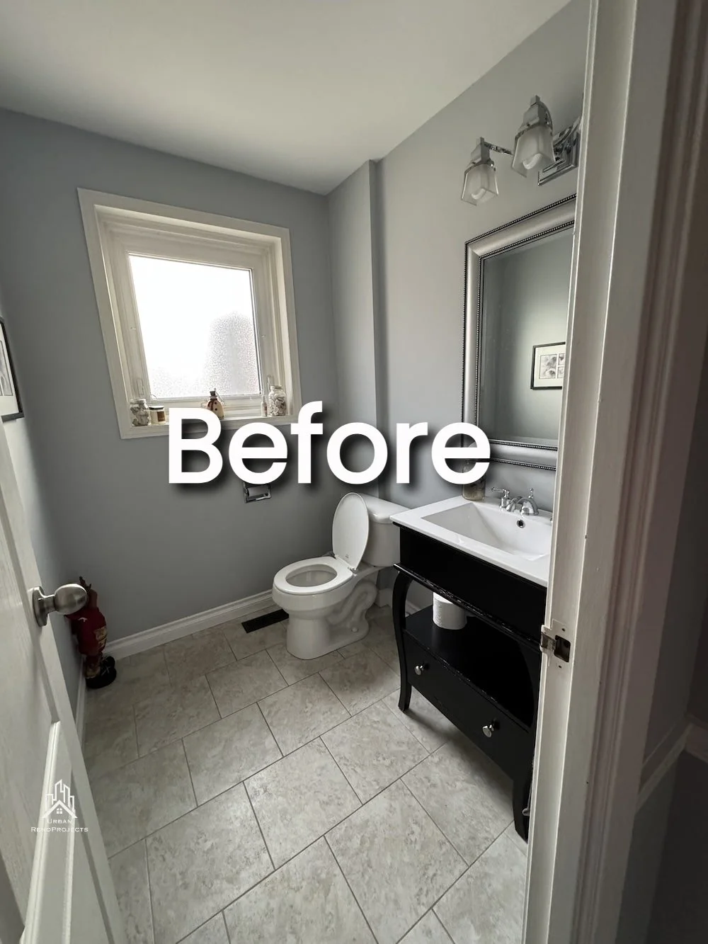 Before half-bath renovation image of Powder Room