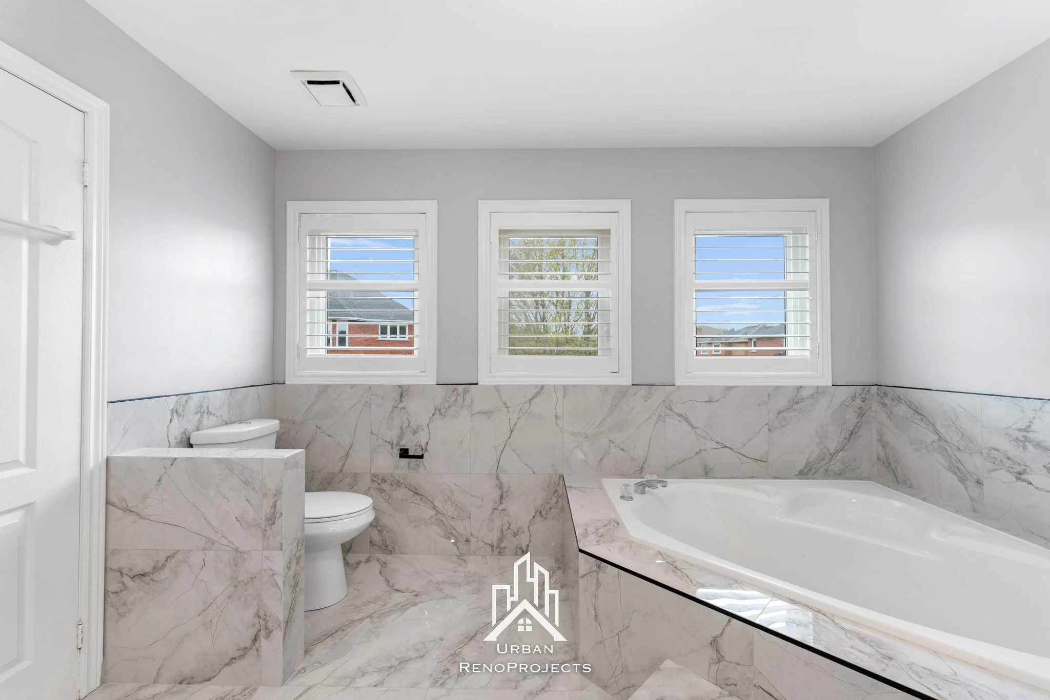 Finished master bathroom remodel in Durham Region