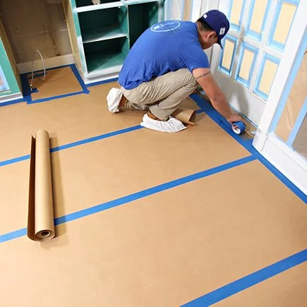 trade covering floors on renovating site in whitby home