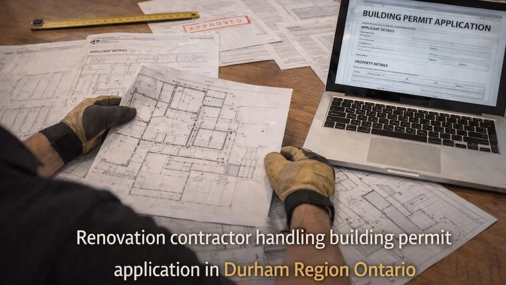 Renovation contractor handling building permit application in Durham Region Ontario