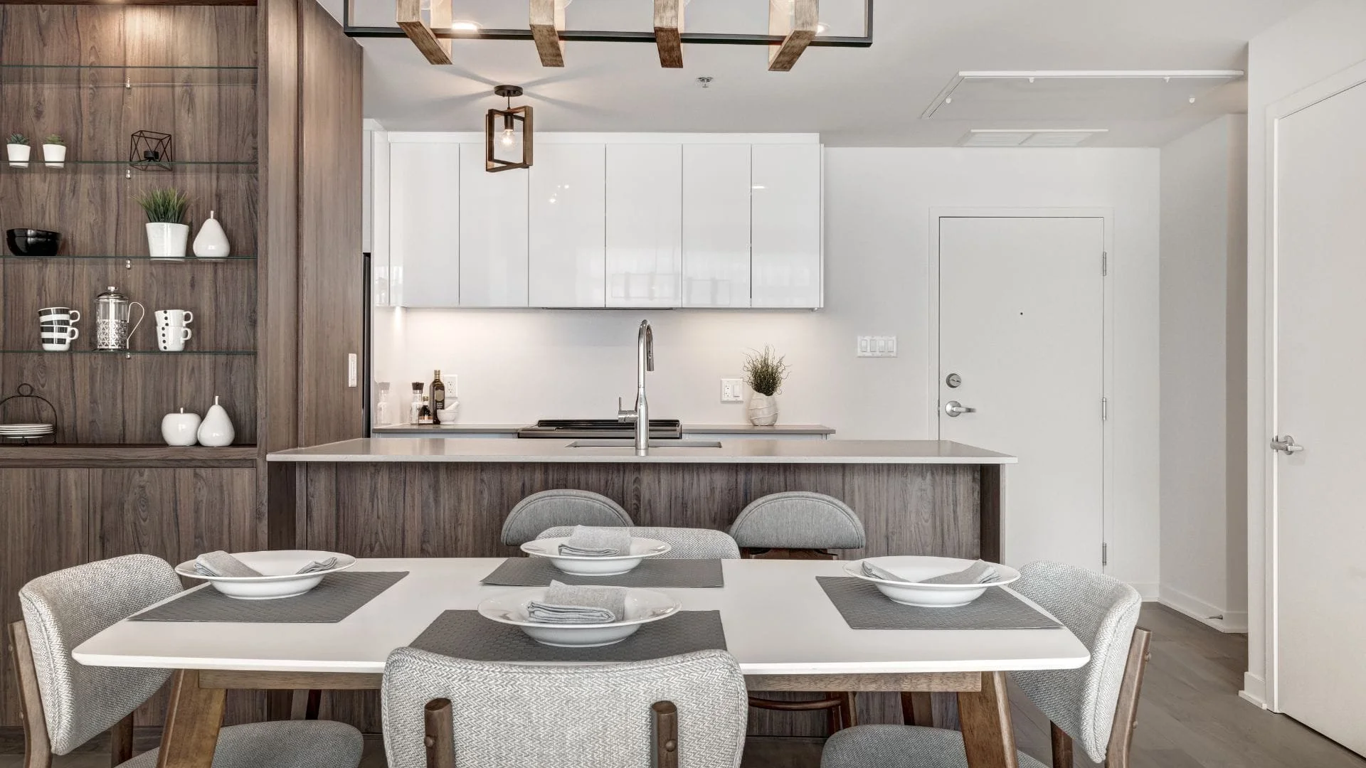 White flat-panel kitchen cabinets installed during condo renovation in Oshawa