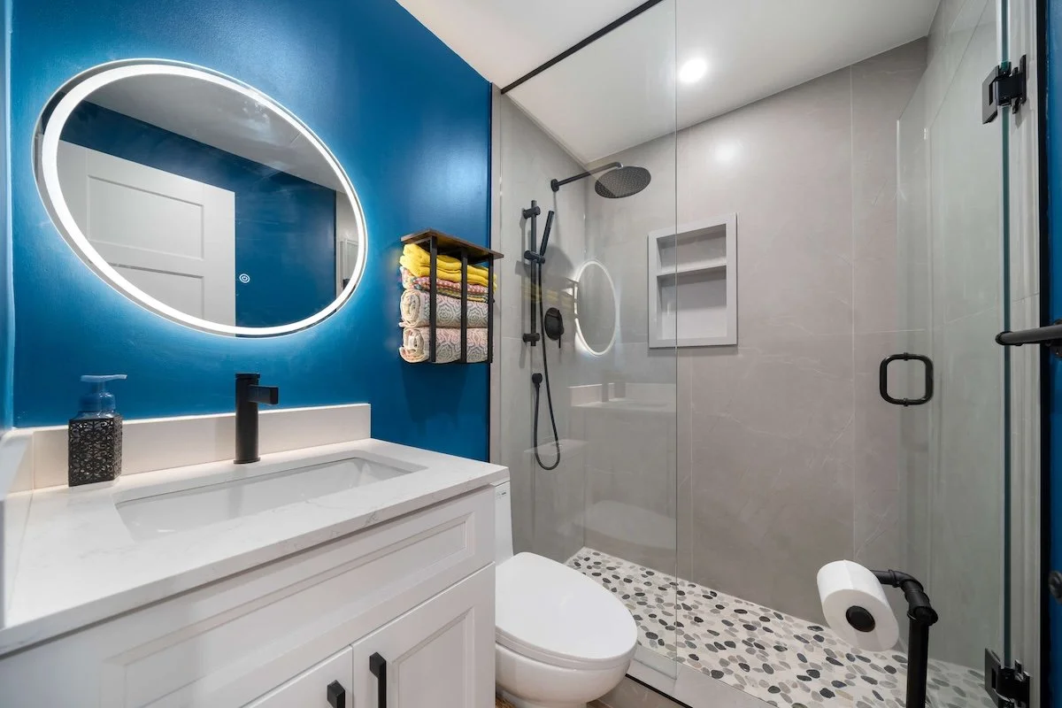 Contractor taking measurements for kitchen countertop