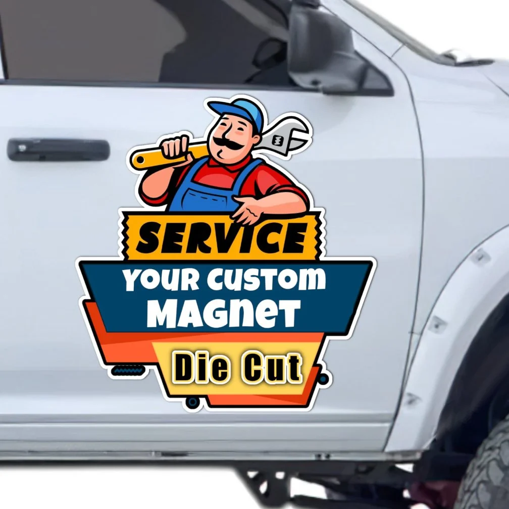 image of a printed magnet sign on a commercial truck's passenger's door