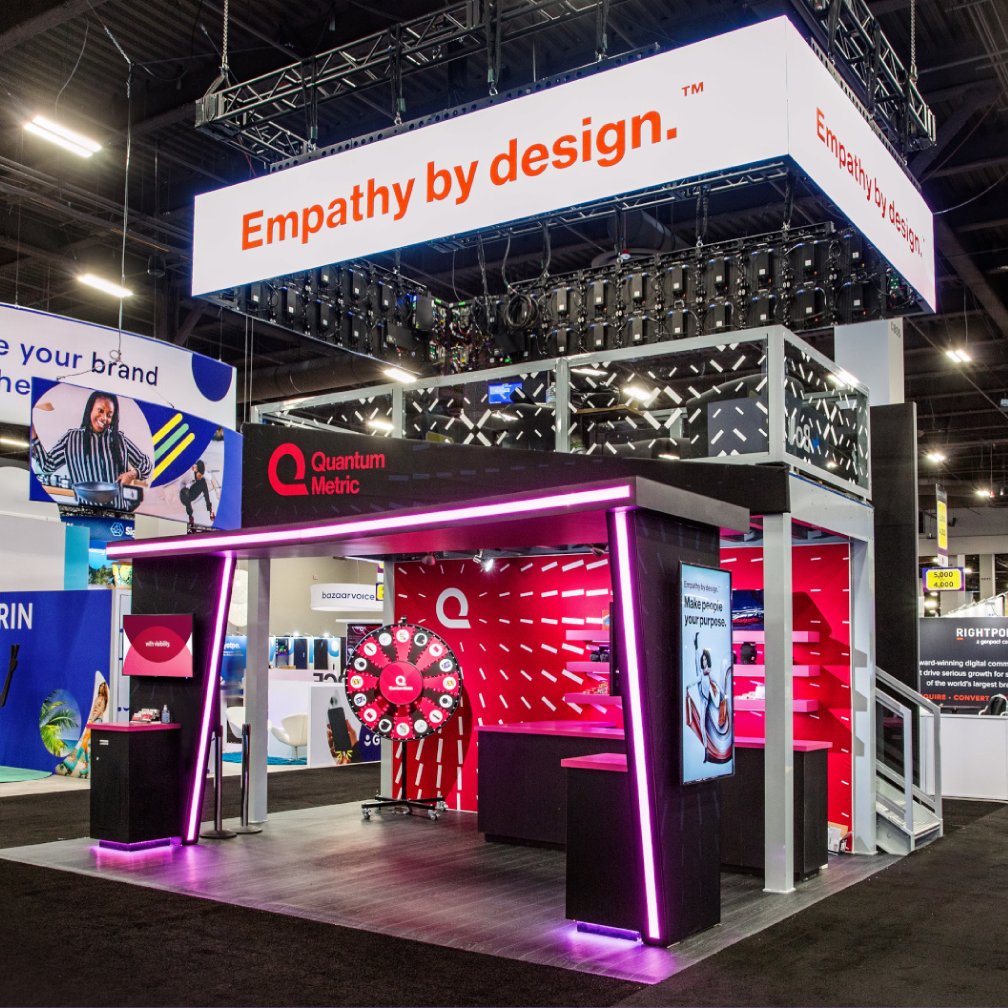 image of printed and LED signages and displays in a booth in a trade show