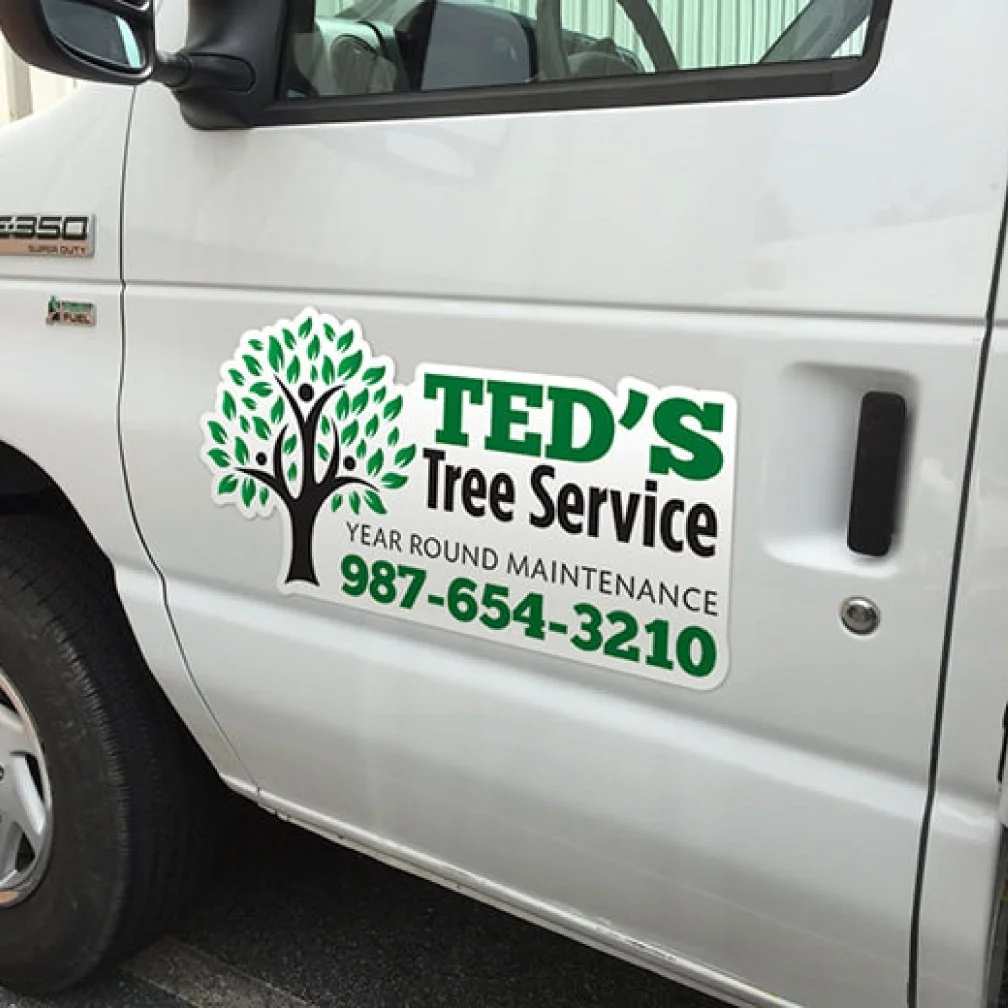 image of magnet sign attached to a truck's passenger door