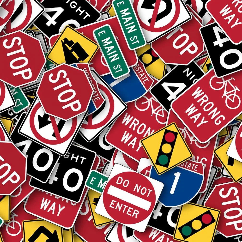 Image of all types of traffic signs and all colors