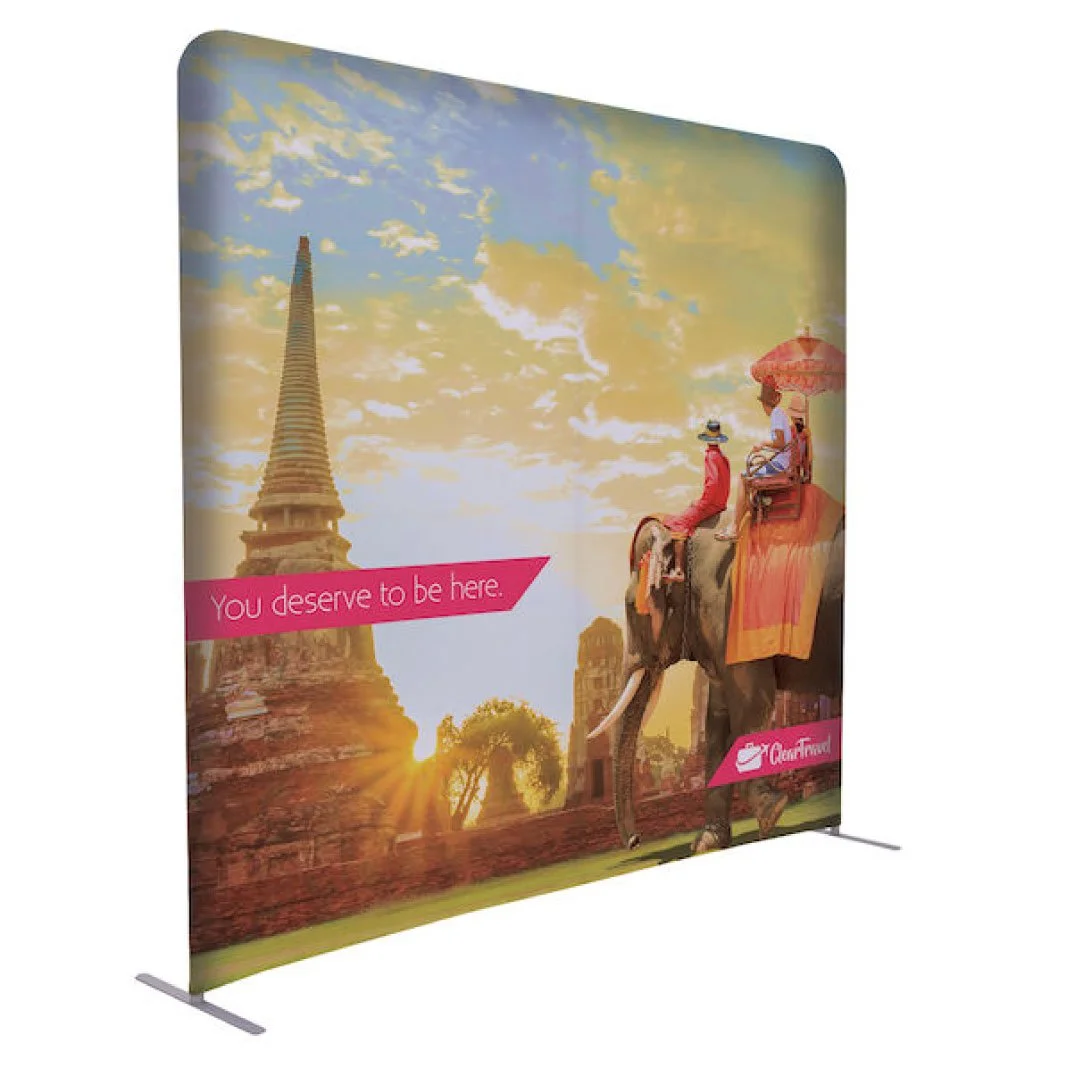 Image of printed fabric backdrop 10ft high and 10ft wide