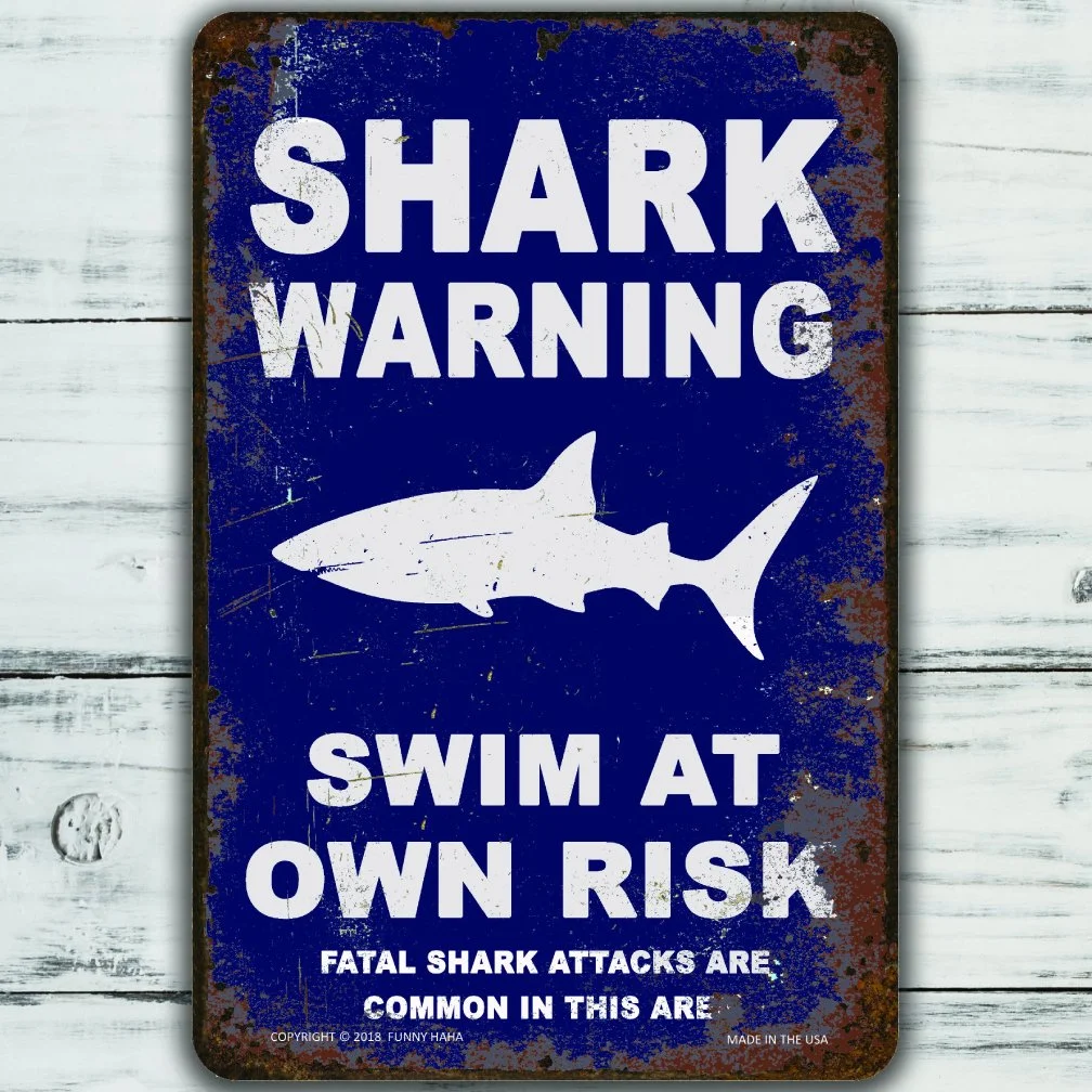 Shark Warning Metal Sign