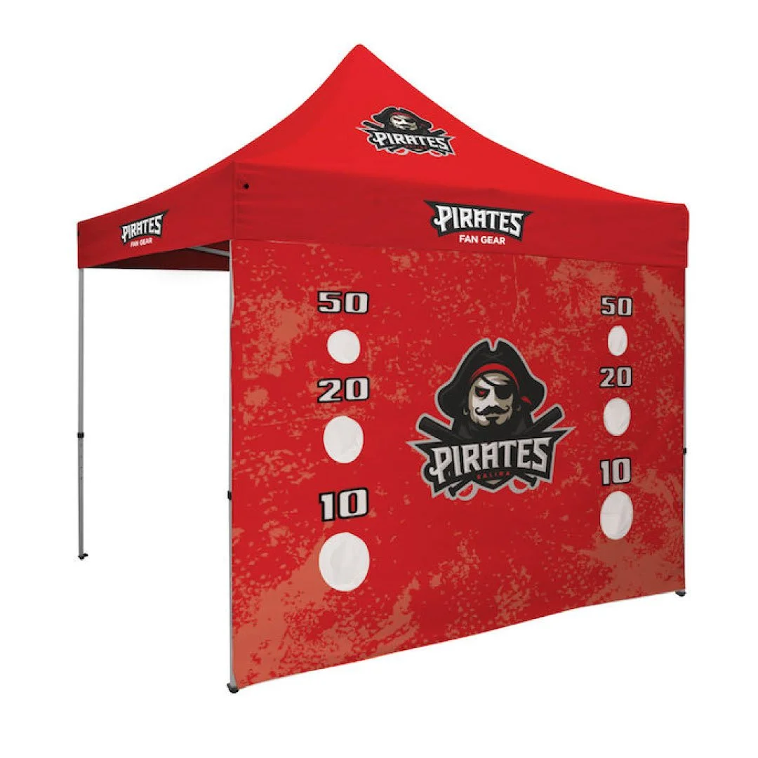 Image of a custom printed tent on all sides.