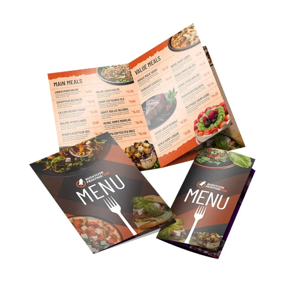 Image of a printed folded menu