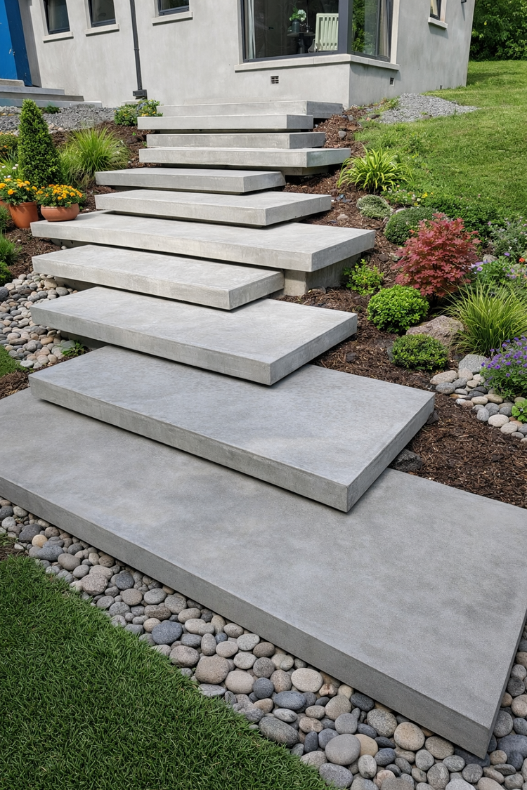 Architectural concrete floating steps Sydney