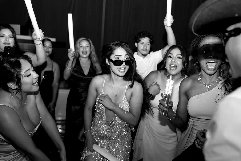 Bride and groom celebrating inside an elegant wedding reception venue in Chicago