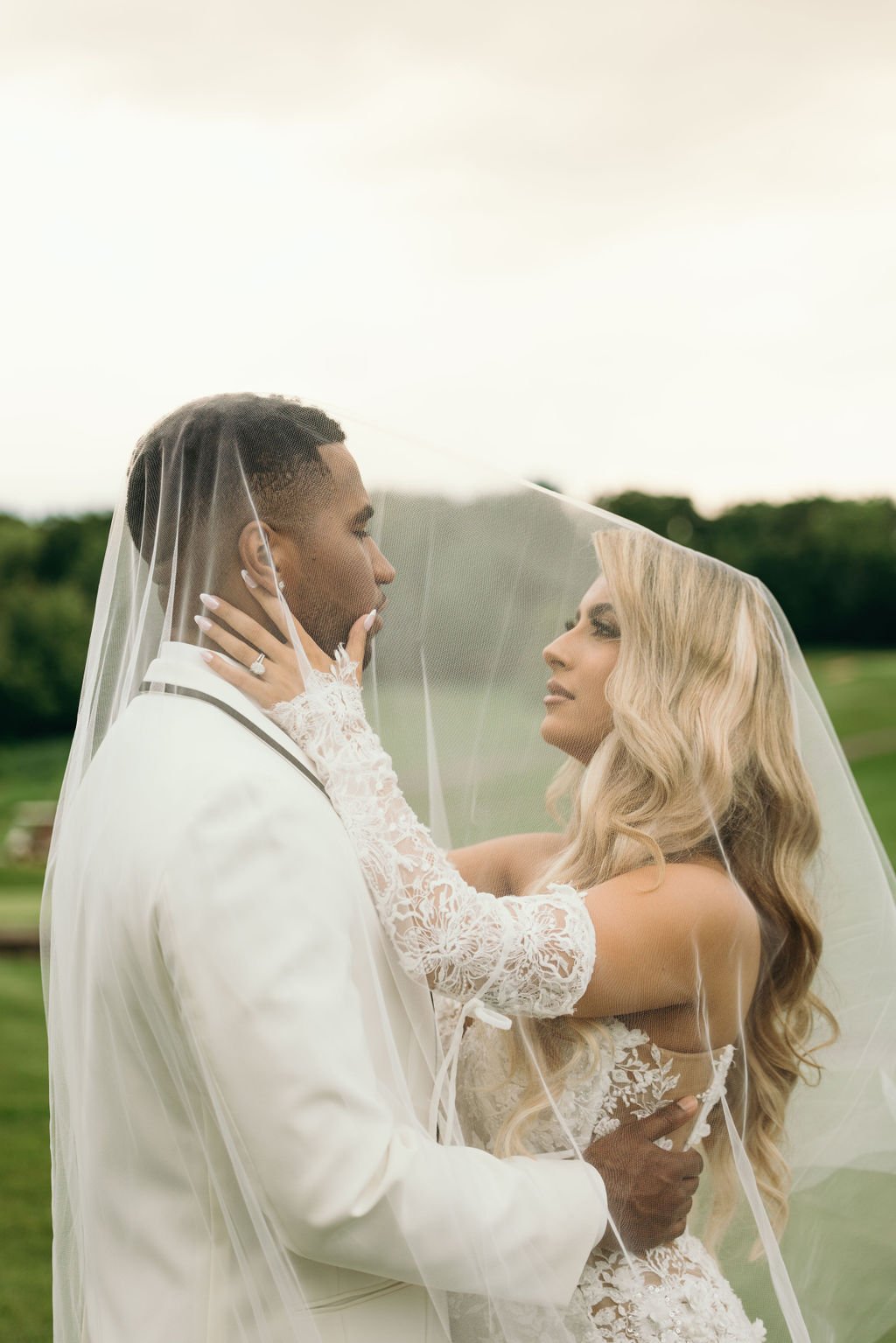 Bride and groom together during their wedding ceremony in Chicago