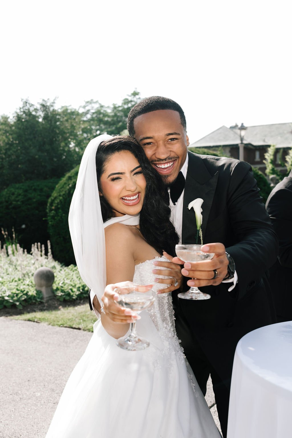 Bride and groom celebrating their multicultural wedding ceremony in Chicago